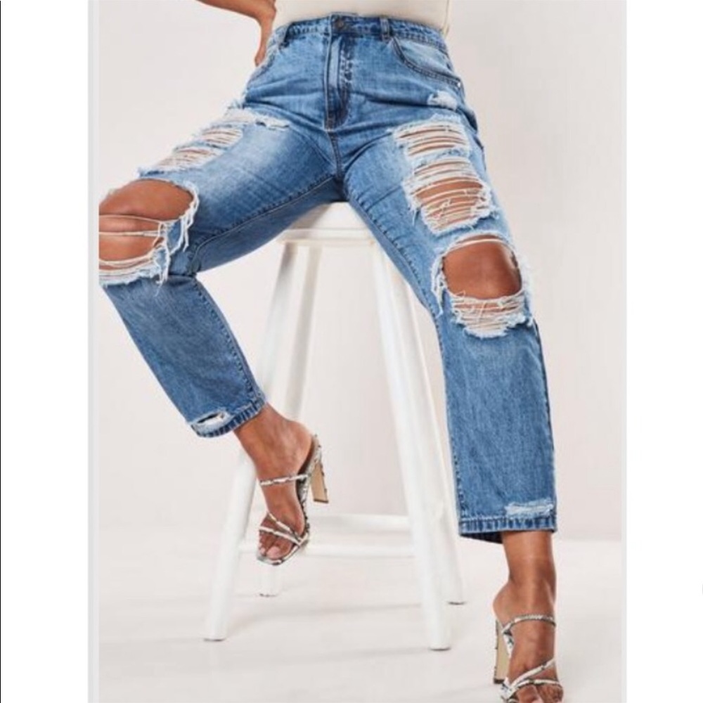 MISSGUIDED Plus Riot Distressed Jean Size 12